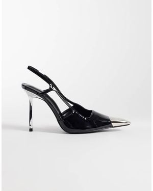 Public Desire Reset Slingback Heeled Shoes With Metal Detail - Blue