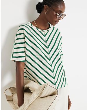 River Island Chevron Striped Textured Top - Green