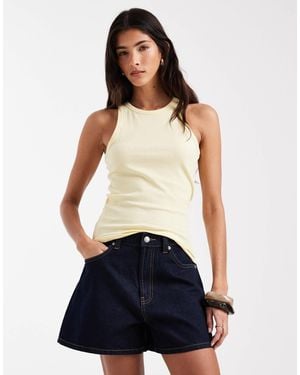 Pieces Racer Neck Tank Top - Blue