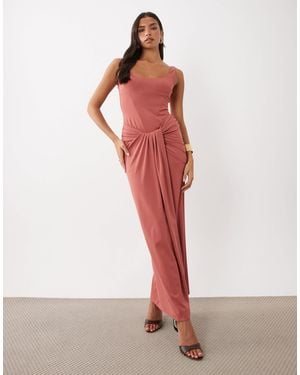 ASOS Sculpting Slinky Maxi Dress With Sarong Skirt - Red
