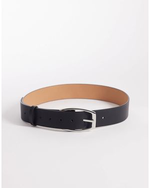 ASOS Waist And Hip Square Half Moon Buckle Belt - Grey