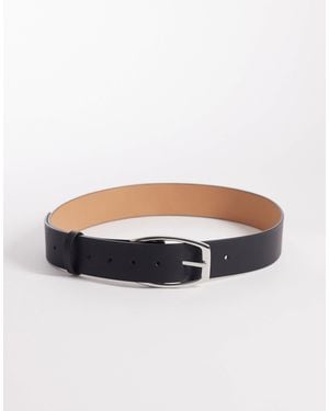 ASOS Waist And Hip Square Half Moon Buckle Belt - Grey