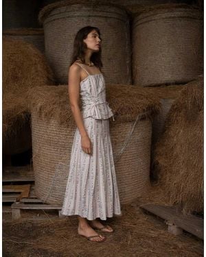 Muse Assembly Geplooide Maxi Rok Met Behangprint, Deel Van Co-Ord Set - Wit