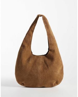 Mango Teen sac porté épaule en daim synthétique camel - Marron