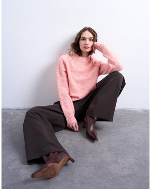 TOPSHOP Pull en maille avec manches raglan et coutures apparentes - Rose