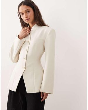 Miss Selfridge Collarless Blazer - Natural