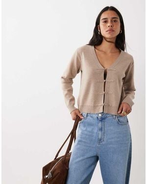 Mango V Neck Knit Cardigan With Mandarin Buttons - Blue