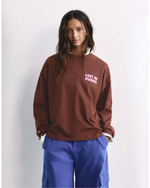 Pull&Bear Oversize Graphic T-shirt - Red