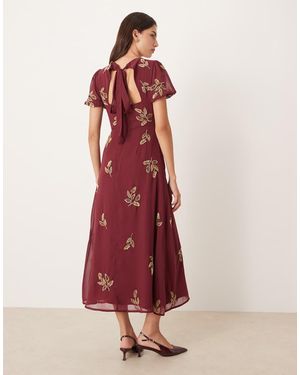Maya Floral Short Sleeve Keyhole Back Dress - Pink
