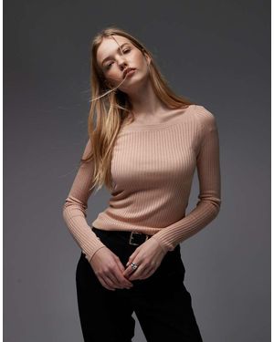 & Other Stories Long Sleeve Knit Top With Scoop Neck - Brown