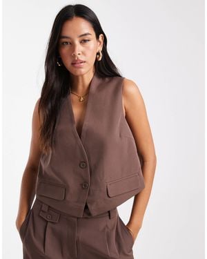 Pieces Tailored Waistcoat Co-ord - Brown