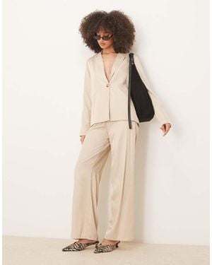 Vila Wide Leg Tie Waist Trouser Co-ord - Natural