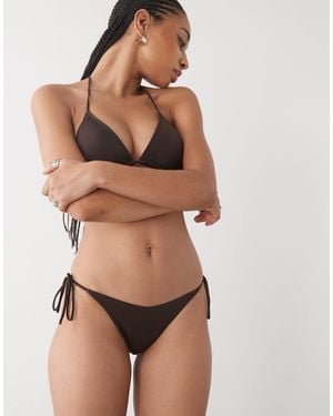 Monki Tie Side Bikini Bottoms - Brown
