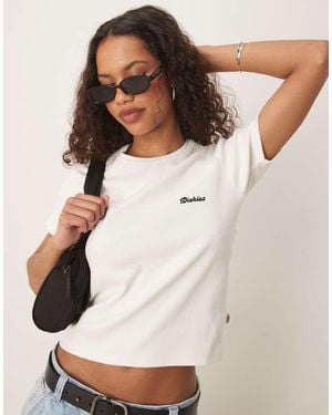 Dickies Lewistown Embroidered Logo Long Line Baby Tee - Natural