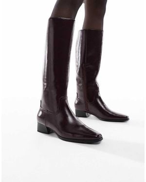 London Rebel Botas Rojo Cereza Oscuro De Estilo Wéstern Refinado Cassidy De - Blanco