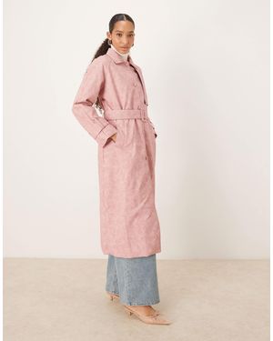 Ghospell Matte Pu Belted Trench Coat - Pink