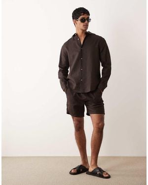 ASOS Co-ord Slim 100% Linen Shorts - Black