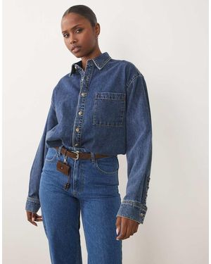 GOOD AMERICAN Oversized Button Through Denim Shirt - Blue