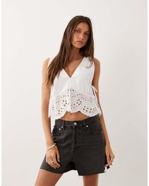 Mango 100% Cotton Denim Short - White