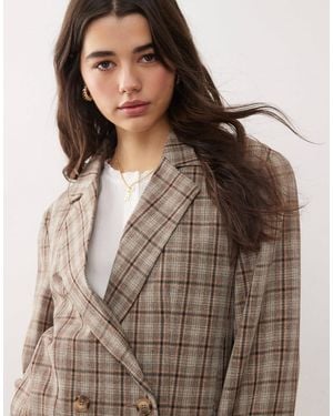 Miss Selfridge Slouchy Oversized Double Breasted Blazer - Brown