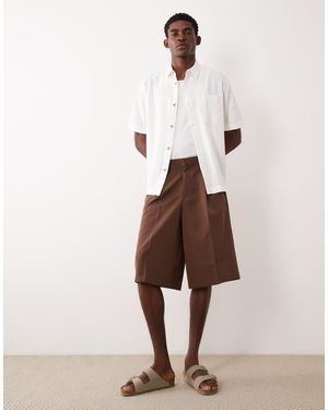 ASOS Tailored Pleated Oversized Bermuda Shorts - Natural