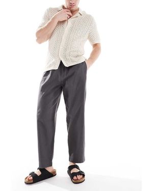 Pull&Bear Linen Blend Trousers - Blue