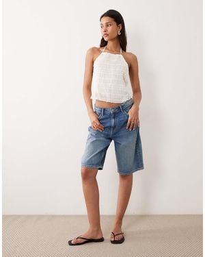 Jdy Mid Waist Denim Bermuda Shorts - Blue