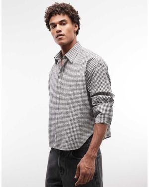 Weekday Camisa Blanca Y Gris A Cuadros De Corte Cuadrado Y Manga Larga De