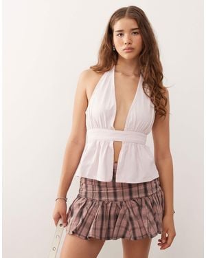 Collusion Linen Look Top - Pink