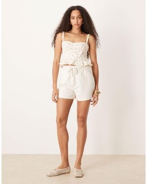 Pimkie Drawstring Waist Sweat Shorts - Natural