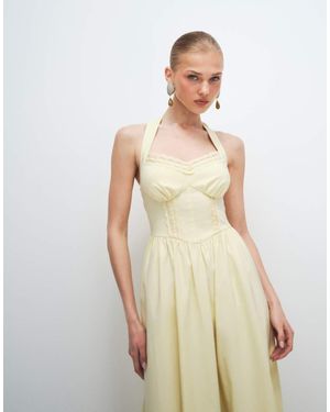 New Look Bengaline Halter Midi Dress - Natural