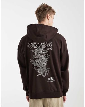 Threadbare Sudadera Chocolate Con Capucha Y Estampado Trasero De Punto Liso De - Negro