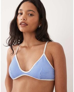 Rip Curl Rip Curl Contrast Trim Gingham Bralet Bikini Top - Blue