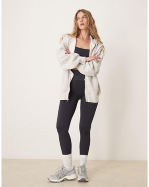 Abercrombie & Fitch Felpa Con Cappuccio Grigia Con Zip - Neutro