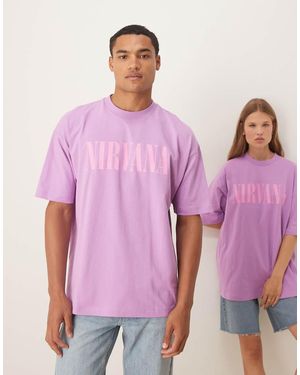 ASOS T-Shirt Oversize Slavato Con Stampa Dei Nirvana - Viola