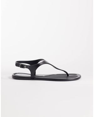 SEQWL Jelly Thong Sandals With Buckle Detail - Black