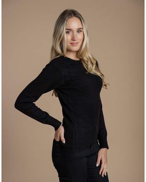 French Connection Cosy Soft Touch Crew Neck Raglan Jumper - Black