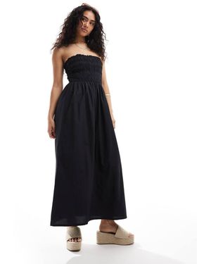 Pimkie Shirred Bandeau Maxi Dress - Black