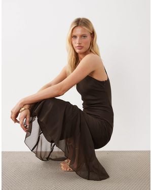 ASOS Chiffon Sleeveless Maxi Dress With Godet Hem - White