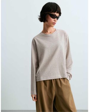 Oysho Cotton Blend Long-sleeved T-shirt - Grey