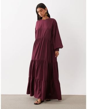 ASOS Crew Neck Smock Maxi Dress - Red