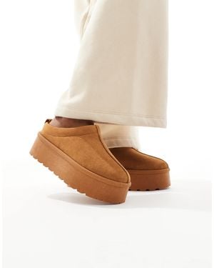 SEQWL Slip On Flatform Mules - White