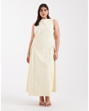 Pretty Lavish Curve Sylvie Slash Neck Hip Detailing Maxi Dress - Natural
