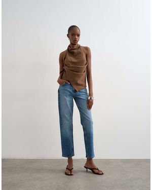 TOPSHOP Orson Mid Rise Comfort Straight Jean - Blue