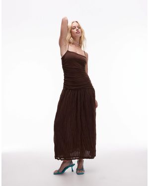 TOPSHOP Drop Waist Crinkle Mesh Maxi Dress - Multicolor