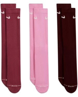 Nike Everyday Plus 3 Pack Crew Socks - Purple