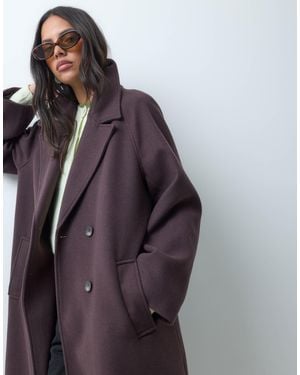 ASOS Longline Double Breasted Coat - Purple