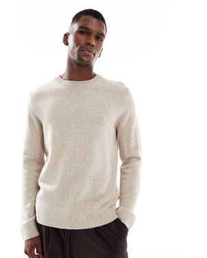 Jack & Jones Premium Lambswool Crew Neck Jumper - Natural