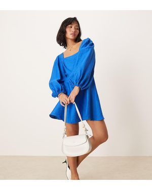 Nobody's Child Petite Loredana Balloon Sleeve A-line Mini Dress - Blue