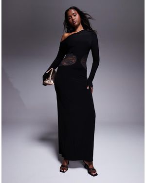 ASOS Vestito Lungo Con Spalle Scoperte E Inserto - Nero